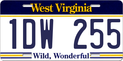 WV license plate 1DW255
