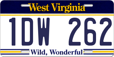 WV license plate 1DW262