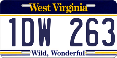 WV license plate 1DW263