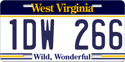 WV license plate 1DW266