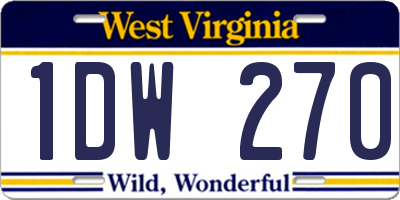 WV license plate 1DW270