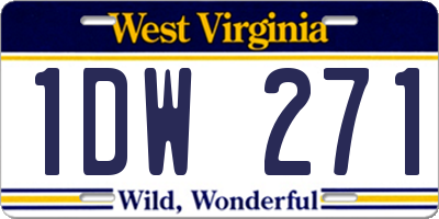 WV license plate 1DW271