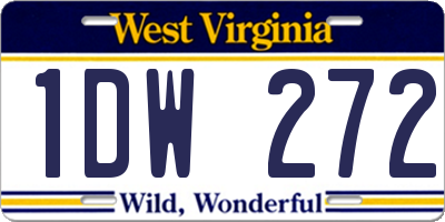 WV license plate 1DW272