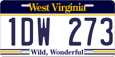 WV license plate 1DW273