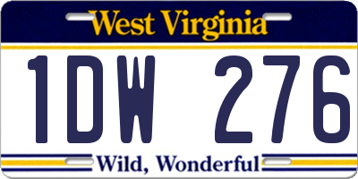 WV license plate 1DW276