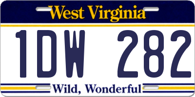 WV license plate 1DW282