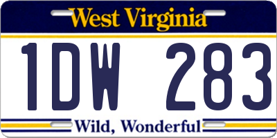 WV license plate 1DW283