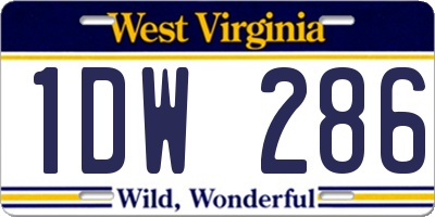 WV license plate 1DW286