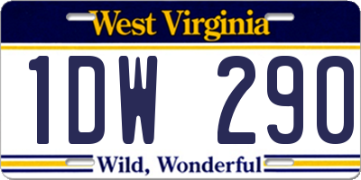 WV license plate 1DW290