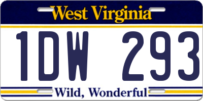 WV license plate 1DW293