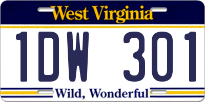 WV license plate 1DW301