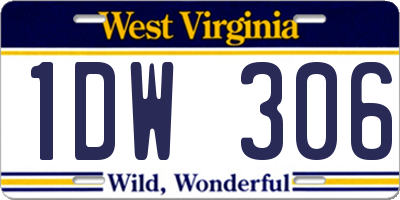 WV license plate 1DW306