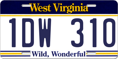 WV license plate 1DW310