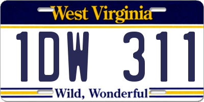 WV license plate 1DW311