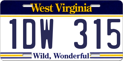 WV license plate 1DW315