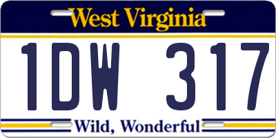 WV license plate 1DW317