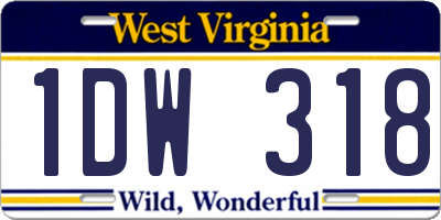 WV license plate 1DW318