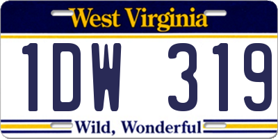 WV license plate 1DW319