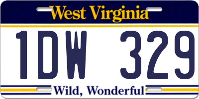 WV license plate 1DW329