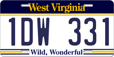 WV license plate 1DW331
