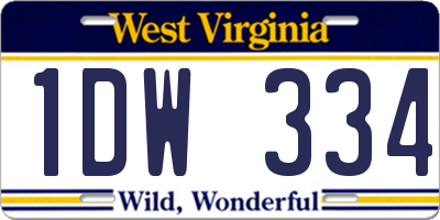 WV license plate 1DW334