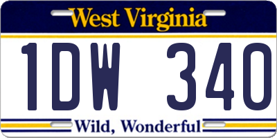 WV license plate 1DW340