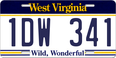 WV license plate 1DW341