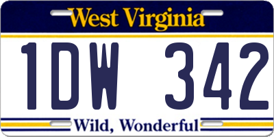 WV license plate 1DW342