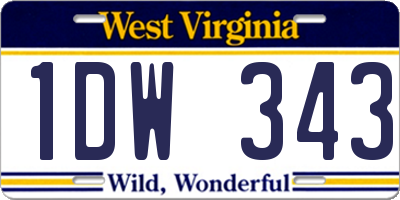 WV license plate 1DW343