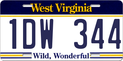 WV license plate 1DW344