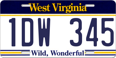 WV license plate 1DW345