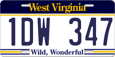 WV license plate 1DW347