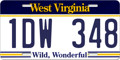 WV license plate 1DW348