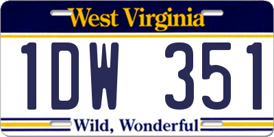 WV license plate 1DW351