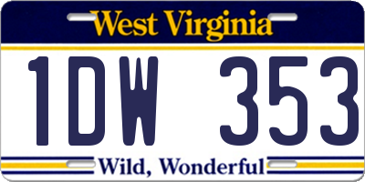 WV license plate 1DW353