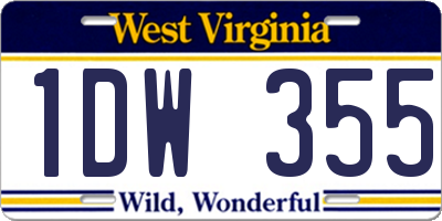 WV license plate 1DW355