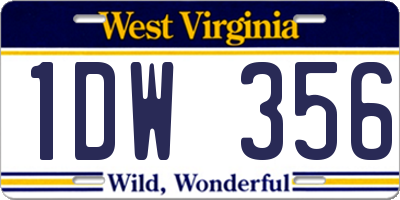 WV license plate 1DW356