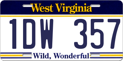 WV license plate 1DW357