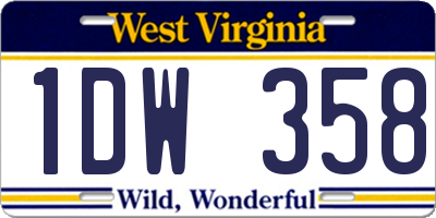 WV license plate 1DW358
