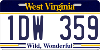 WV license plate 1DW359