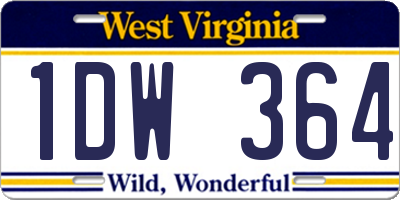 WV license plate 1DW364