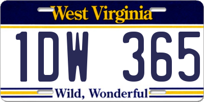 WV license plate 1DW365