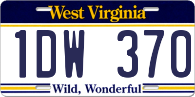 WV license plate 1DW370