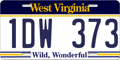 WV license plate 1DW373