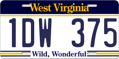 WV license plate 1DW375