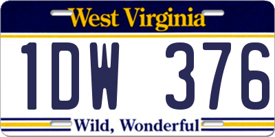 WV license plate 1DW376