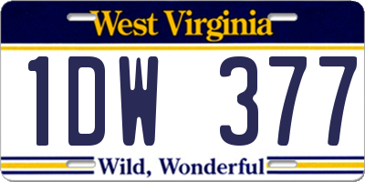 WV license plate 1DW377
