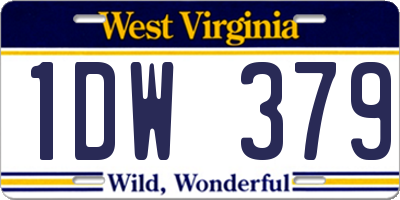WV license plate 1DW379