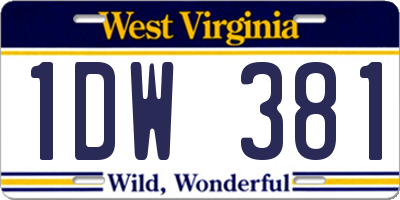 WV license plate 1DW381