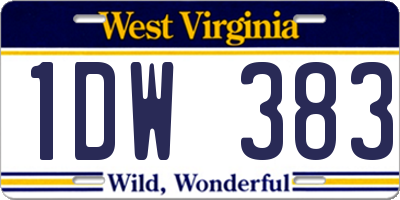 WV license plate 1DW383